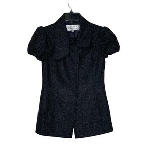 Trina Turk Inner‎ Button SS Jacket Size 2 Gray With White Fleck Womens Wool Silk